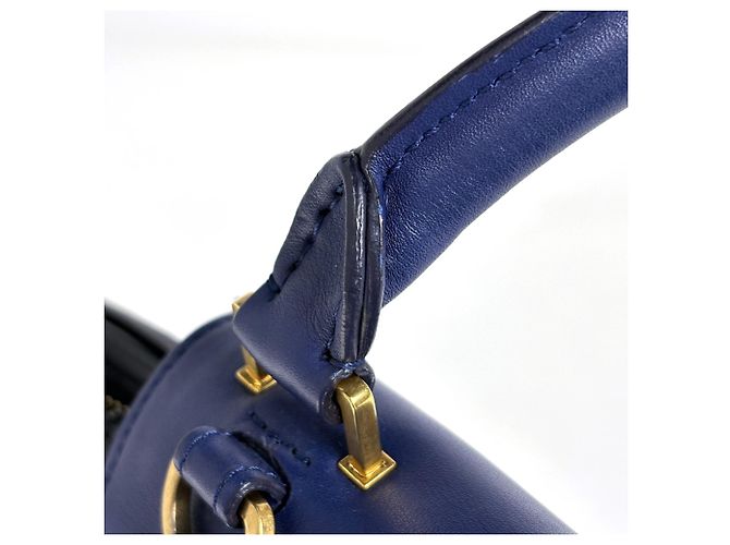 Céline Celine Trapeze Lederhandtasche Two-Way Blau Marineblau - Ansicht 7