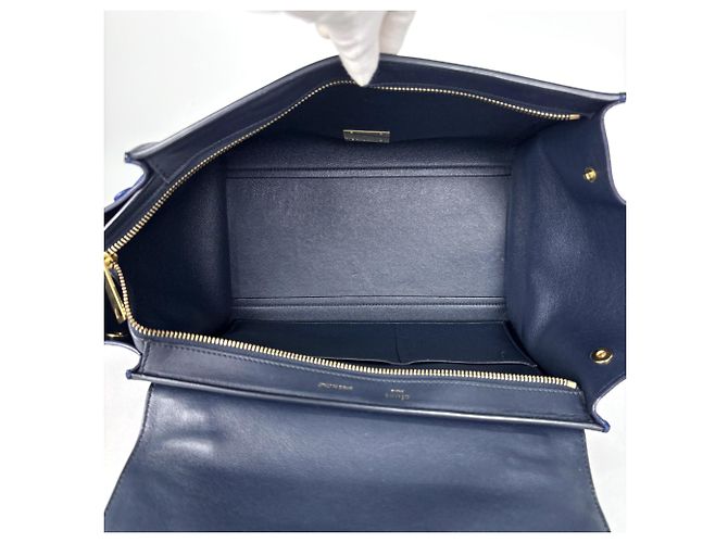 Céline Celine Trapeze Lederhandtasche Two-Way Blau Marineblau - Ansicht 8