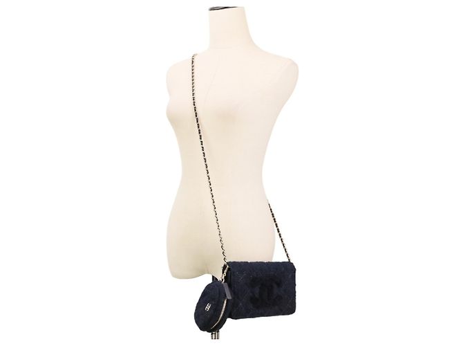Borsa Chanel Matelassé Coco Mark con pochette Blu navy - vista 17