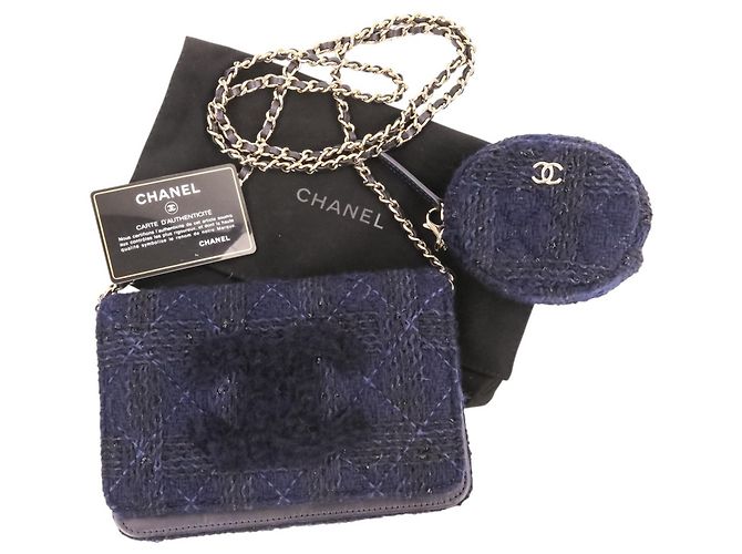 Borsa Chanel Matelassé Coco Mark con pochette Blu navy - vista 19