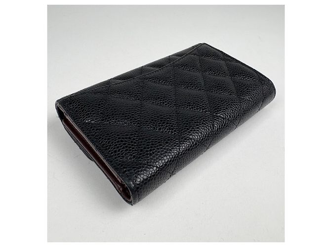 Cartera tri-fold Chanel en piel de becerro granulada negra Negro - vista 2