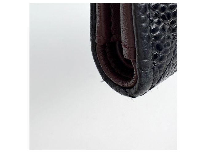Cartera tri-fold Chanel en piel de becerro granulada negra Negro - vista 3