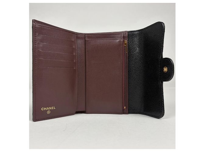 Cartera tri-fold Chanel en piel de becerro granulada negra Negro - vista 6