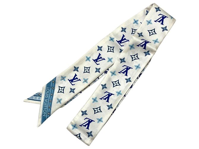 Louis Vuitton Bandeau BB Studded Narrow Scarf Bianco Blu - vista 5