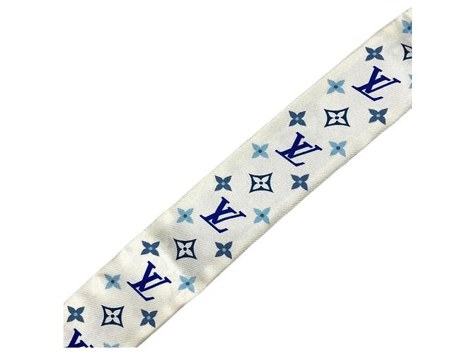 Louis Vuitton Bandeau BB Studded Narrow Scarf Bianco Blu - vista 7