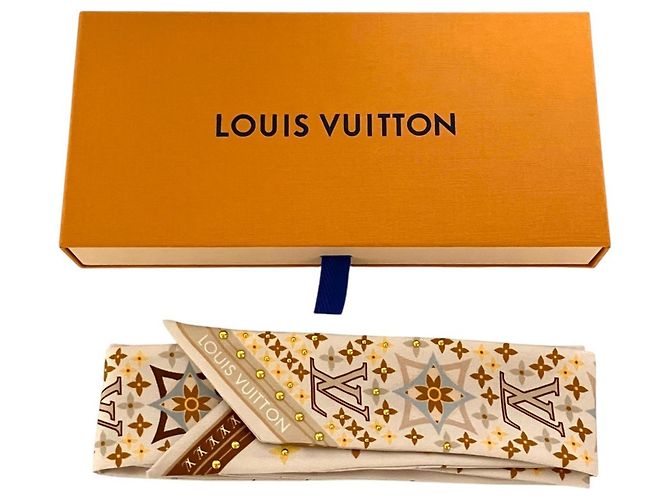 Louis Vuitton Bandeau BB Studded Narrow Scarf Marrone Beige - vista 11
