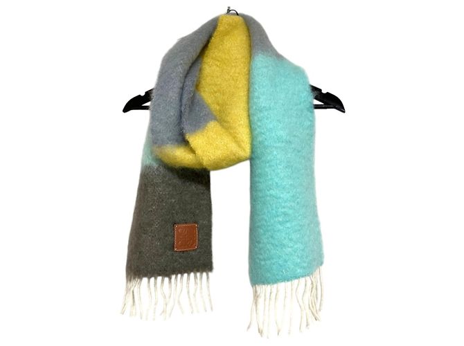 Sciarpa in maglia di lana mohair con frange e patch logo Anagram Loewe Multicolore - vista 2
