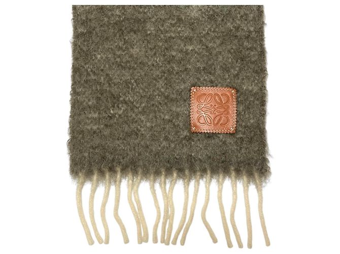 Sciarpa in maglia di lana mohair con frange e patch logo Anagram Loewe Multicolore - vista 3
