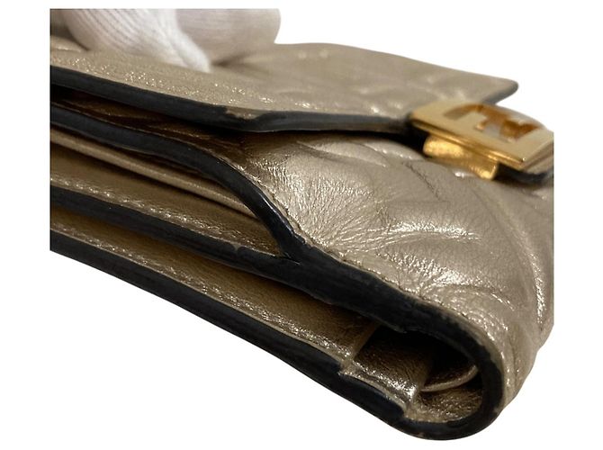 Fendi FF Pattern Gold Bi-Fold Wallet Golden - view 5