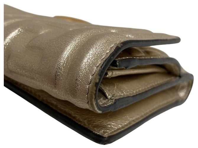 Fendi FF Pattern Gold Bi-Fold Wallet Golden - view 6