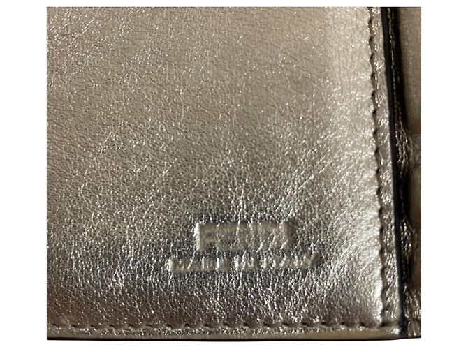 Fendi FF Pattern Gold Bi-Fold Wallet Golden - view 8