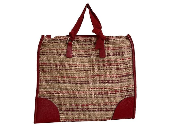 Borsa in tweed Prada con placca logo triangolare Rosso - vista 2