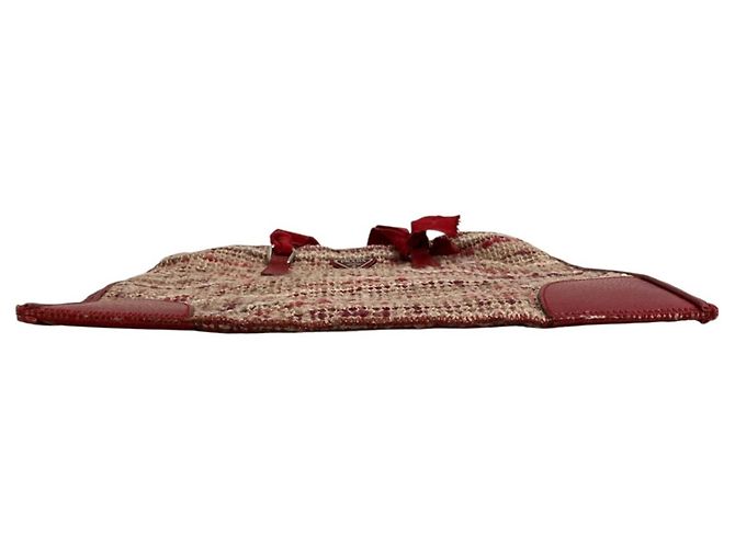 Borsa in tweed Prada con placca logo triangolare Rosso - vista 3