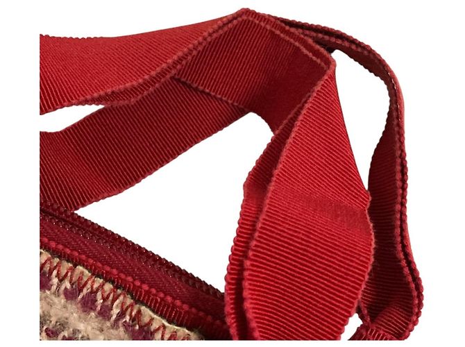 Borsa in tweed Prada con placca logo triangolare Rosso - vista 9