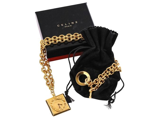 Céline Collana lunga CELINE Vintage con motivo orologio D'oro - vista 13
