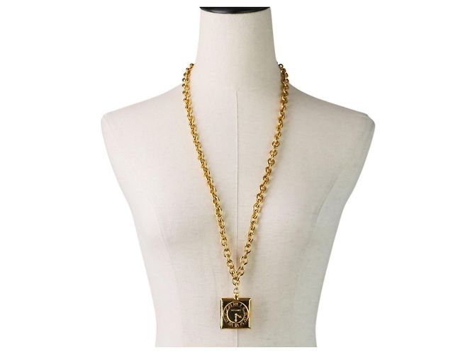 Céline Collana lunga CELINE Vintage con motivo orologio D'oro - vista 3