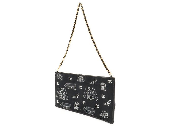 Borsa a tracolla con catena Chanel Icon Print Nero - vista 3