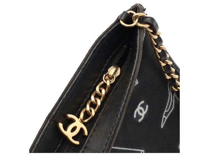 Borsa a tracolla con catena Chanel Icon Print Nero - vista 6