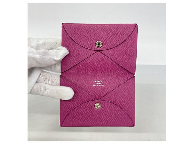 Hermès Tarjetero Hermes Calvi en Rose Purple Púrpura - vista 3