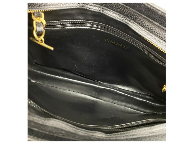 Chanel Triple Coco Shopper aus Kaviarleder Schwarz - Ansicht 4