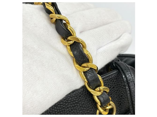 Chanel Triple Coco Shopper aus Kaviarleder Schwarz - Ansicht 7