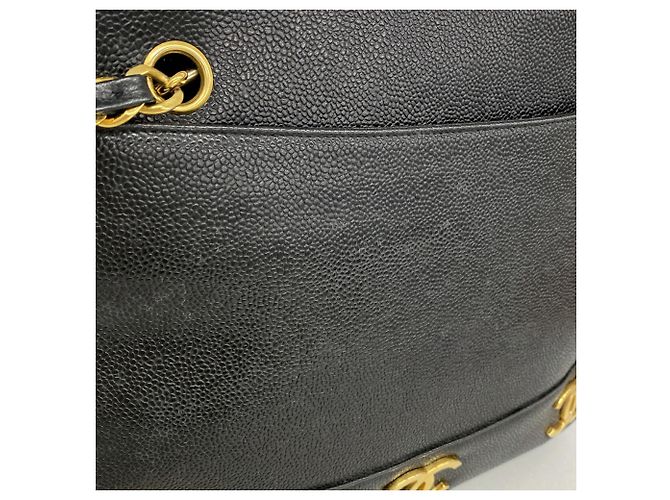 Chanel Triple Coco Shopper aus Kaviarleder Schwarz - Ansicht 8