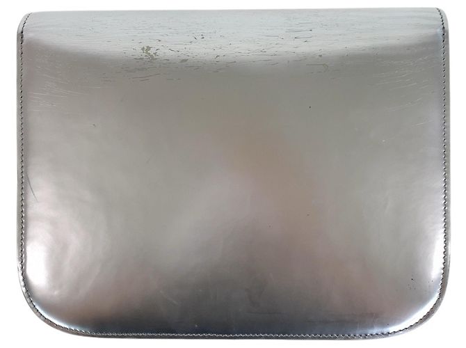 Céline Borsa a tracolla Celine Classic Box Medium in pelle argento - vista 2