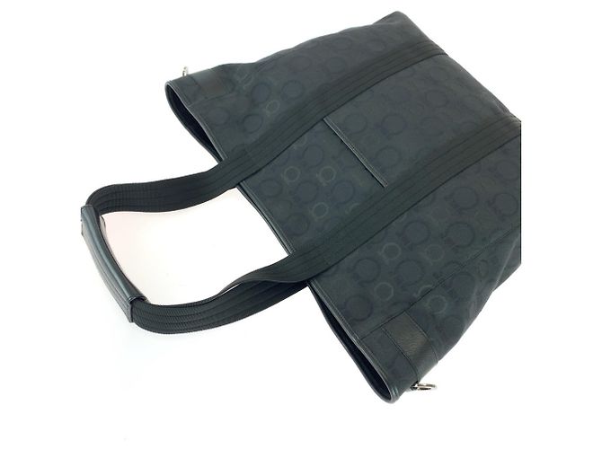 Borsa Tote Salvatore Ferragamo in tela e pelle nera Nero - vista 5