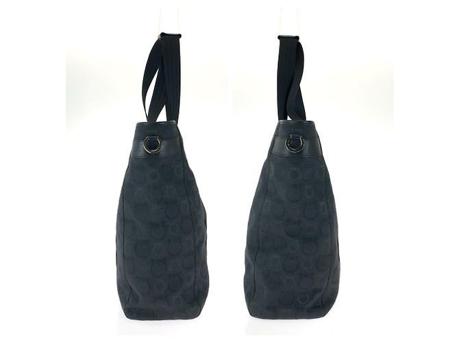 Borsa Tote Salvatore Ferragamo in tela e pelle nera Nero - vista 8