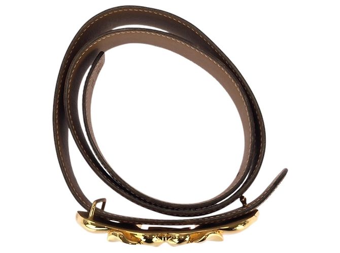 Hermès Cinturón de cuero reversible Hermes Castaño Dorado - vista 2