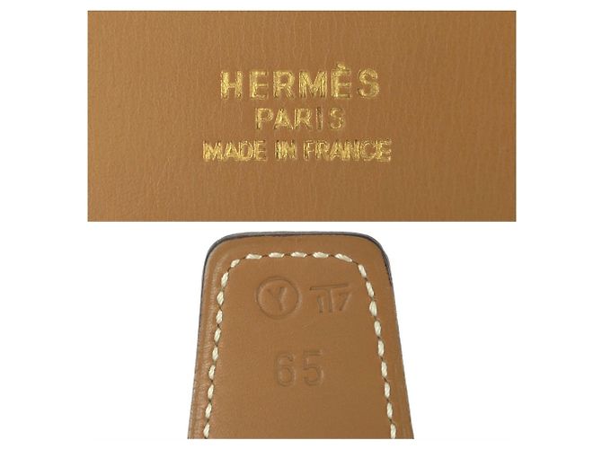 Hermès Cinturón de cuero reversible Hermes Castaño Dorado - vista 3