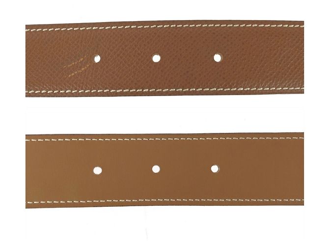 Hermès Cinturón de cuero reversible Hermes Castaño Dorado - vista 5