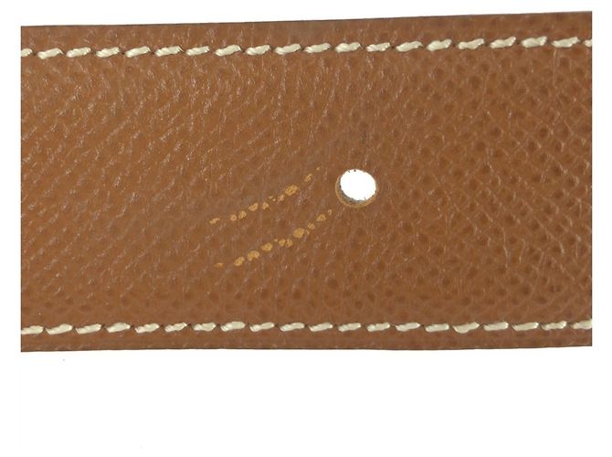 Hermès Cinturón de cuero reversible Hermes Castaño Dorado - vista 7