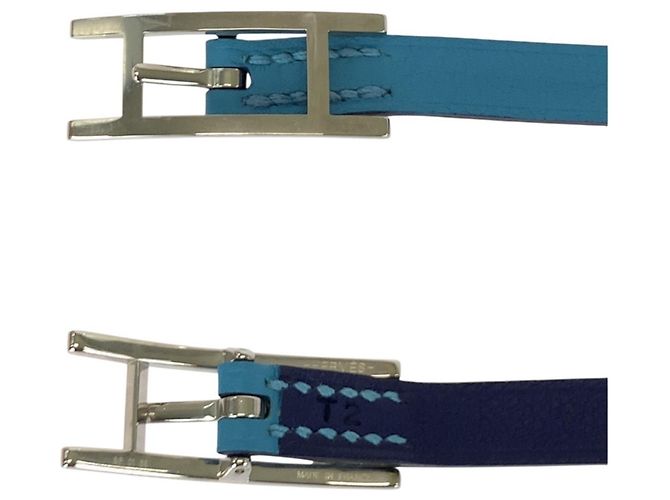 Hermès Bracciale Double Tour con Charm Hermes Bee Api Argento Blu navy Blu chiaro - vista 5