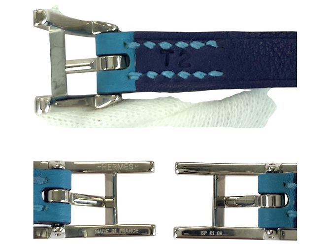 Hermès Bracciale Double Tour con Charm Hermes Bee Api Argento Blu navy Blu chiaro - vista 6
