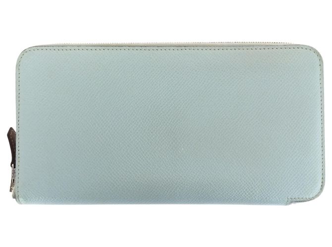 Hermès Portafoglio lungo Hermes Azap in seta Celeste Blu chiaro - vista 2