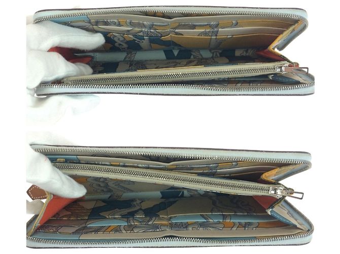 Hermès Portafoglio lungo Hermes Azap in seta Celeste Blu chiaro - vista 8