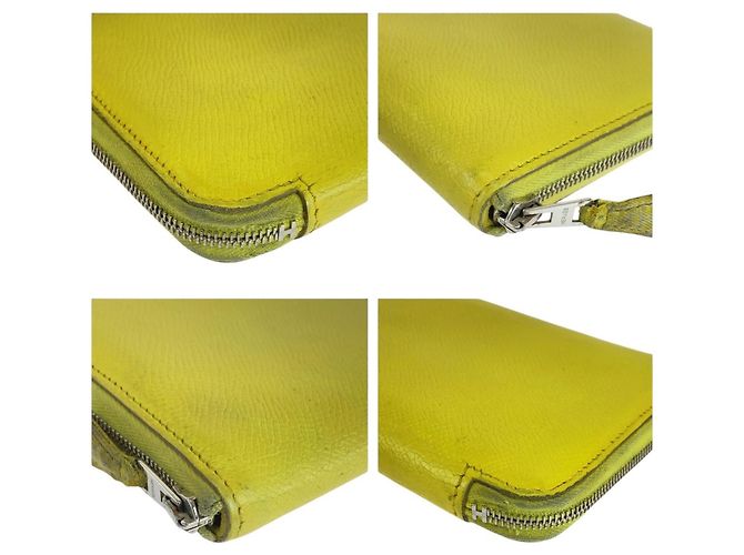 Azap Hermès Cartera larga Hermes de piel Epsom Amarillo - vista 3