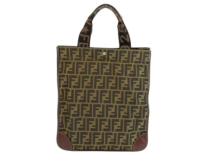 Fendi Zucca Shopper aus braunem Canvas und Leder - Ansicht 2