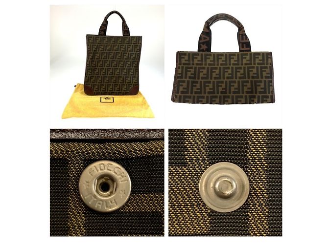 Fendi Zucca Shopper aus braunem Canvas und Leder - Ansicht 5