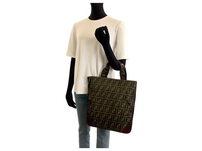 Fendi Zucca Shopper aus braunem Canvas und Leder - Ansicht 8