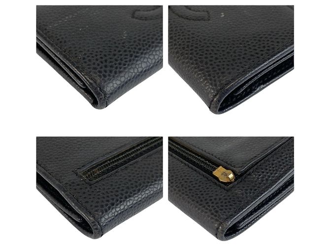 Chanel Coco Mark Black Leather Folding Wallet - view 4