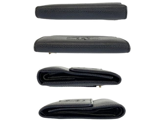 Chanel Coco Mark Black Leather Folding Wallet - view 5