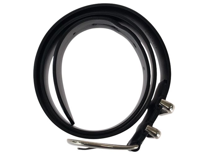 Céline Celine Western-Style Leather Belt Black Silvery White - view 2