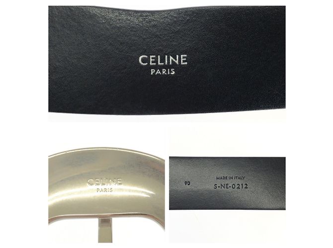 Céline Celine Western-Style Leather Belt Black Silvery White - view 3