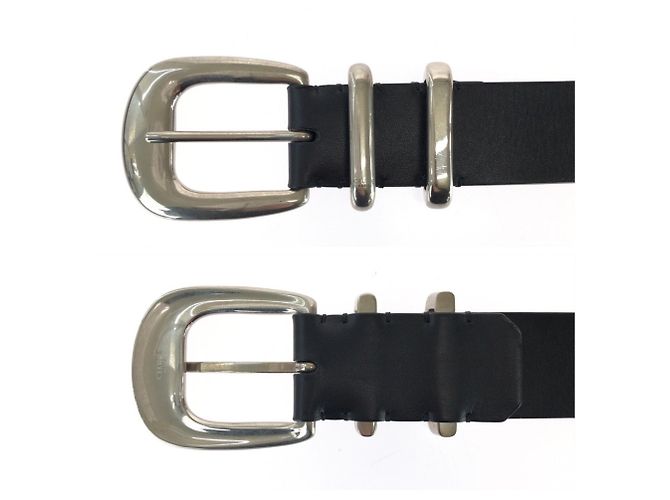 Céline Celine Western-Style Leather Belt Black Silvery White - view 4
