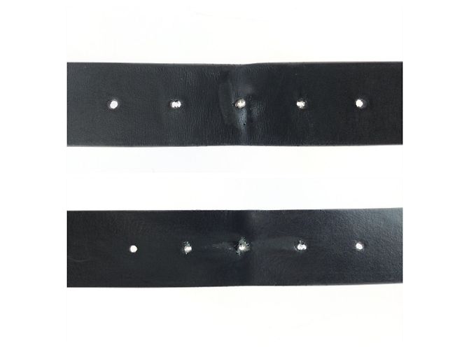 Céline Celine Western-Style Leather Belt Black Silvery White - view 5