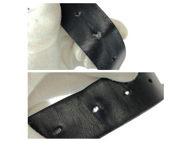 Céline Celine Western-Style Leather Belt Black Silvery White - view 7