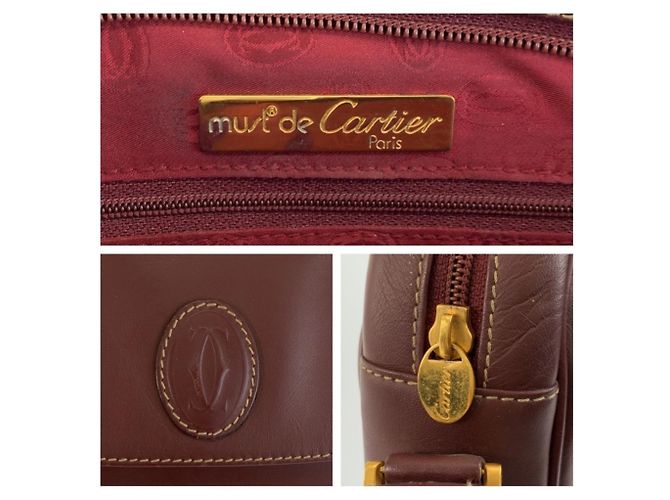 Borsa a tracolla Cartier Must Line in pelle rosso vino Bordò - vista 3