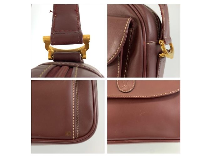 Borsa a tracolla Cartier Must Line in pelle rosso vino Bordò - vista 5